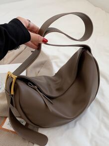 斜挎包適用於女士大容量手提包素色柔軟單肩包休閒旅行流浪包復古