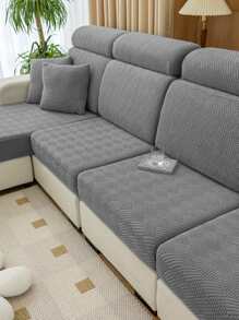 1入組灰色幾何提花沙發座墊套現代主義滌綸彈性沙發墊套沙發 - 深灰色 - 查看 1