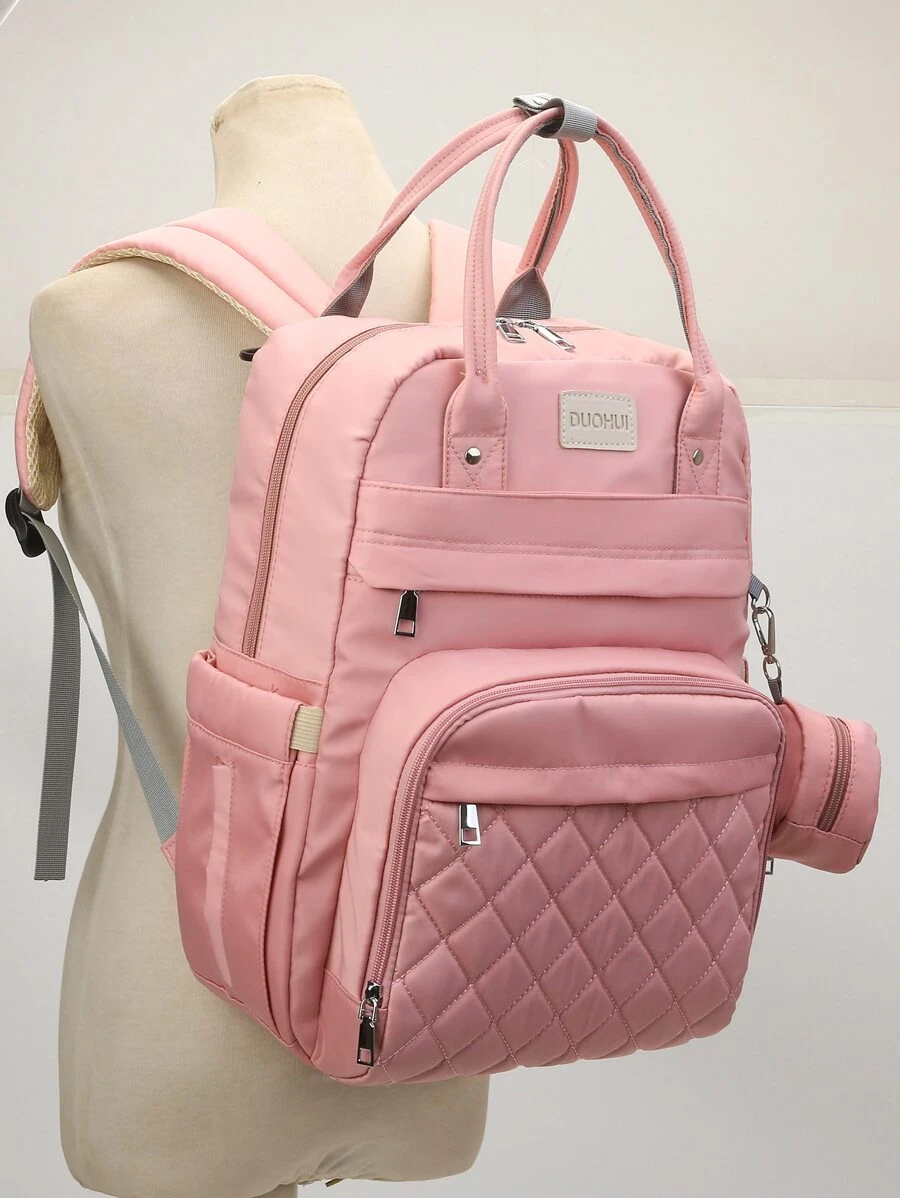 Waterproof,Portable Women Large Capacity Functional Baby Bag - Pink - View 1
