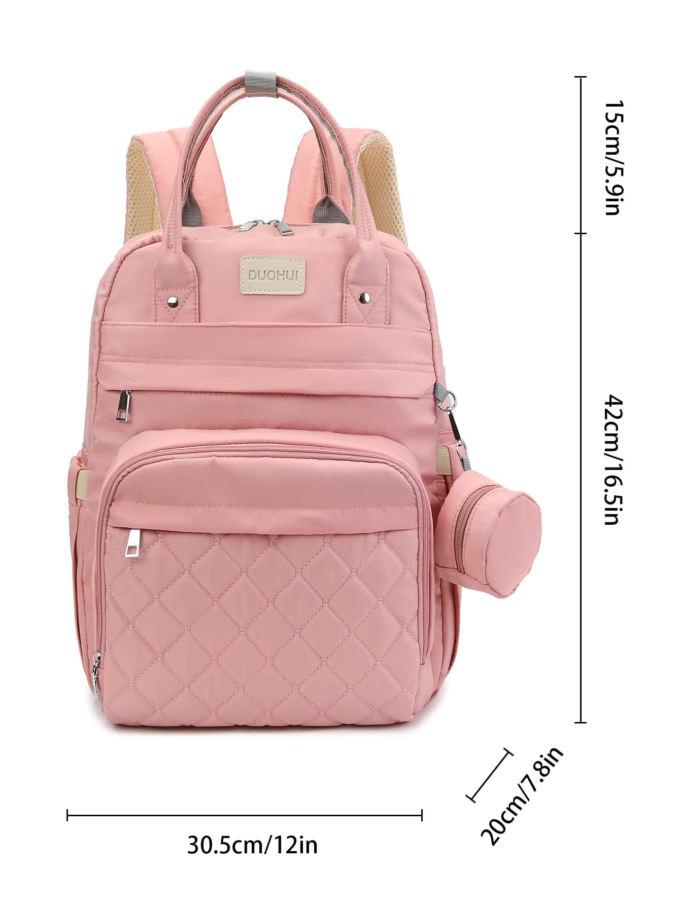 Bolsa de bebé funcional impermeable y portátil para mujer de gran capacidad - Rosa - Añade 2