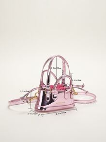 迷你金屬質感抽繩設計手提包 - 粉色 - 查看 9
