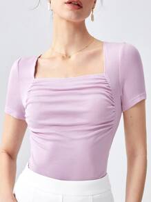 BizChic 方領褶邊T恤工作服