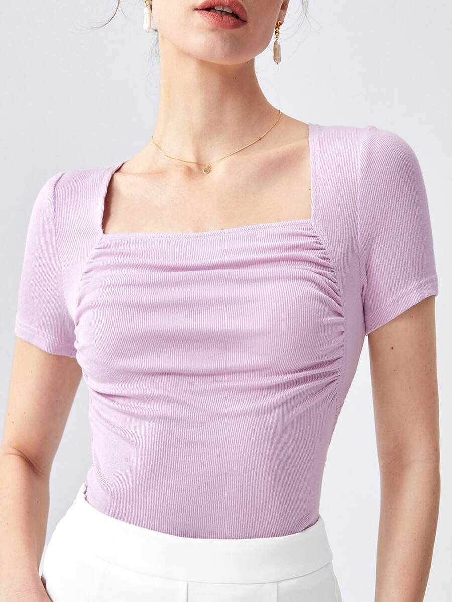 BizChic 方領褶邊T恤工作服