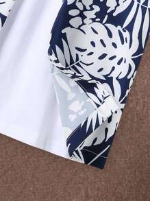 SHEIN 男孩熱帶圖案襯衫 - 藍白色 - 查看 3