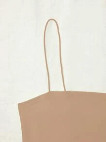 SHEIN Unity Solid Slim Cami Crop Top - Apricot - View 4