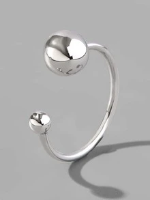 Anillo abierto con diseño de bola plata - Plateado - Ver 2
