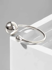 Anillo abierto con diseño de bola plata - Plateado - Ver 6