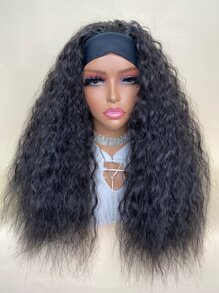 Synthetic Heat Resistant Wigs Long Water Wave Natural Black 20Inch Synthetic Wigs Headband Wigs For Daily Used Synthetic Wig With Headband - Black - View 2