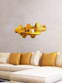 12pcs/set PMMA Mirror Wall Sticker, Creative Geometric Design Self Adhesive 3D Butterfly Wall Decor For Home - Silver - View 10