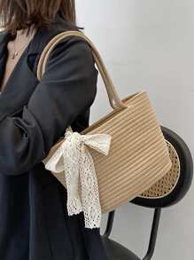 Minimalist Crochet Bag - Khaki - View 1