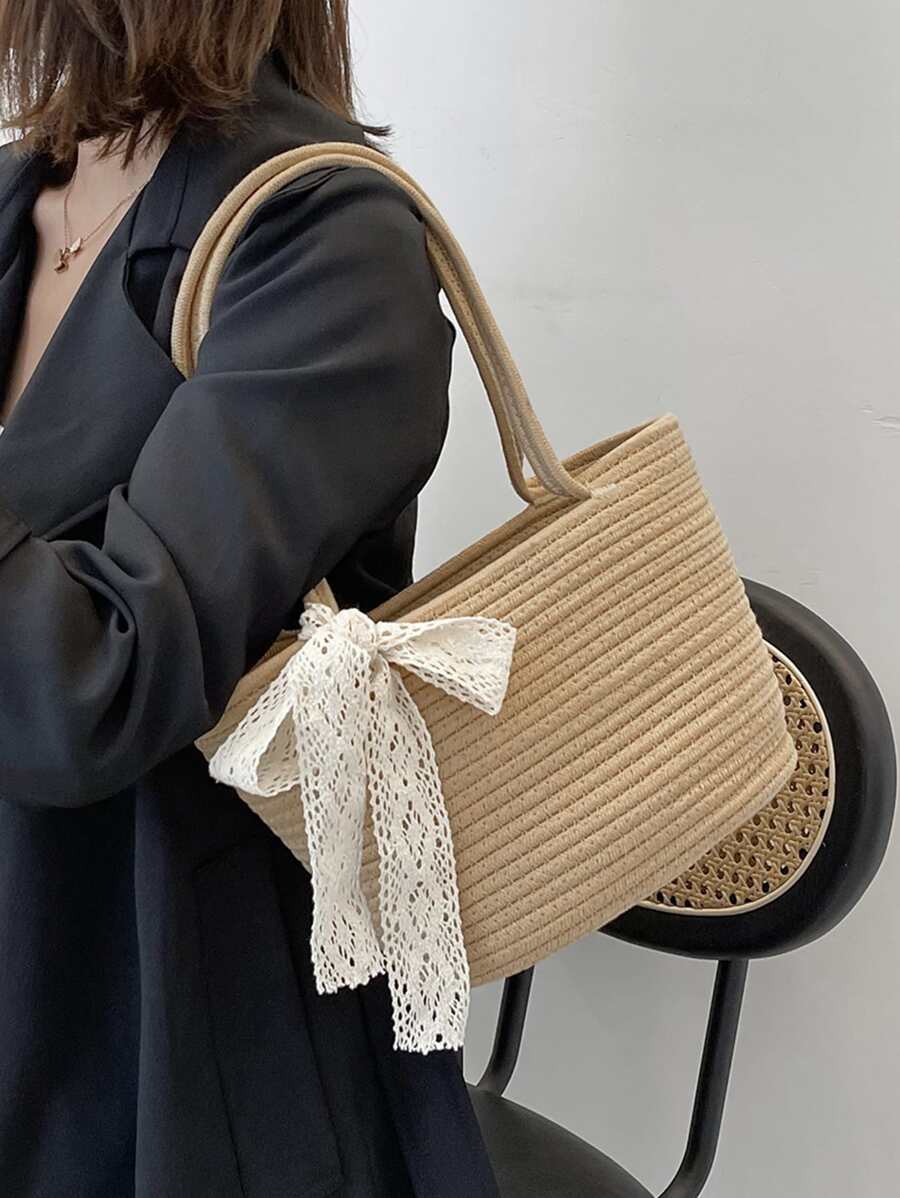 Minimalist Crochet Bag - Khaki - View 1