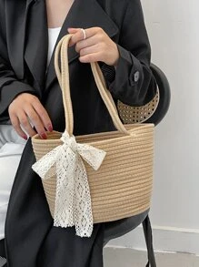 Minimalist Crochet Bag - Khaki - View 2