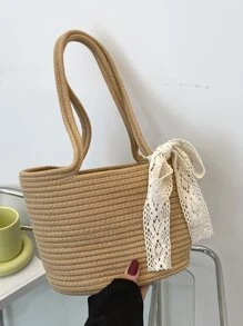 Minimalist Crochet Bag - Khaki - View 5