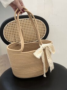 Minimalist Crochet Bag - Khaki - View 6