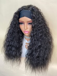 Synthetic Heat Resistant Wigs Long Water Wave Natural Black 20Inch Synthetic Wigs Headband Wigs For Daily Used Synthetic Wig With Headband - Black - View 4