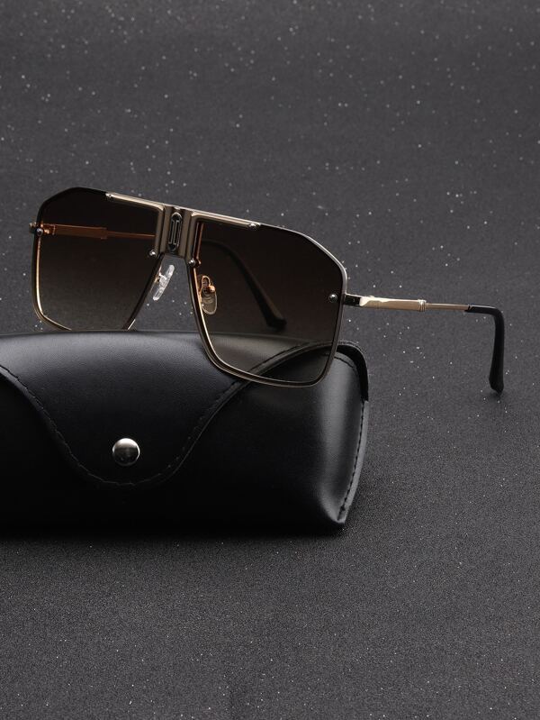 1 Pc Men's Flat Top Goggle Fashion Eyewear For Outdoor Use Elegant Shades Accessories Beach Accessories Glasses Shades Looks Street Style And Suit For Sweater Jacket Sweatshirt Hoodie Leather Pants And Cargo Pants For Summer Beach Vacation,Outdoor,Travel