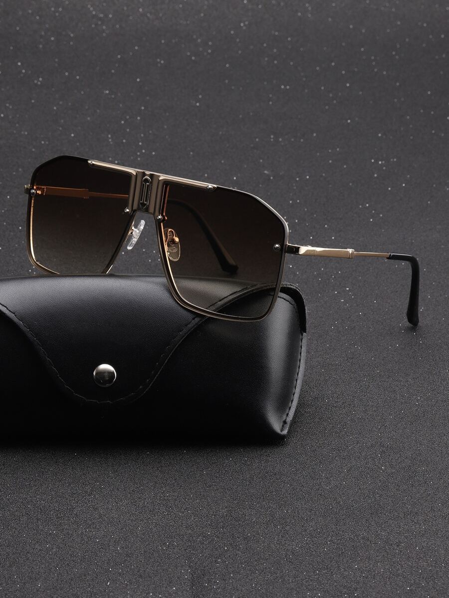 1 Pc Men's Flat Top Goggle Fashion Eyewear For Outdoor Use Elegant Shades Accessories Beach Accessories Glasses Shades Looks Street Style And Suit For Sweater Jacket Sweatshirt Hoodie Leather Pants And Cargo Pants For Summer Beach Vacation,Outdoor,Travel - Brown - View 1