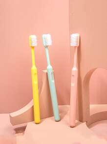 3pcs Plain Soft Toothbrush Set - Multicolor - View 1