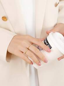 Letter Detail Ring - Yellow Gold - View 7