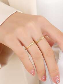 字母細節戒指 - 金黃色 - 查看 2