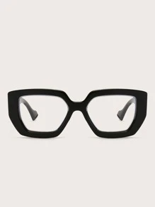 Gafas unisex de montura cuadrada grande de plástico, gafas planas de moda para computadora, juegos, TV, teléfono - transparente - Ver 2