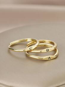 字母細節戒指 - 金黃色 - 查看 4