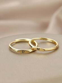 字母細節戒指 - 金黃色 - 查看 5