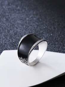 1pc Fashion Zinc Alloy Textured Metal Cuff Ring For Men For Daily Decoration - Silver - View 1