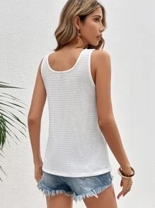 SHEIN VCAY Áo hai dây màu trơn Giải trí - trắng - Xem 2