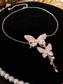Andkiss Collar en Y con diseño mariposa & de diamante de imitación - Multicolor - Ver 2