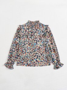 SHEIN Clasi Plus Ditsy Floral Print Bishop Sleeve Blouse - Multicolor - View 2