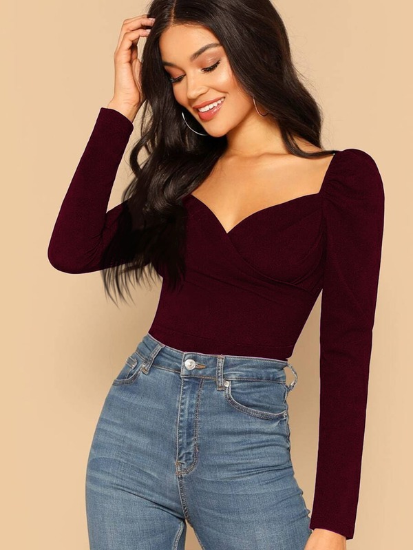 SHEIN Privé Iubită Wrap Front Top