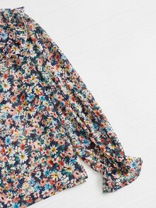 SHEIN Clasi Plus Ditsy Floral Print Bishop Sleeve Blouse - Multicolor - View 4