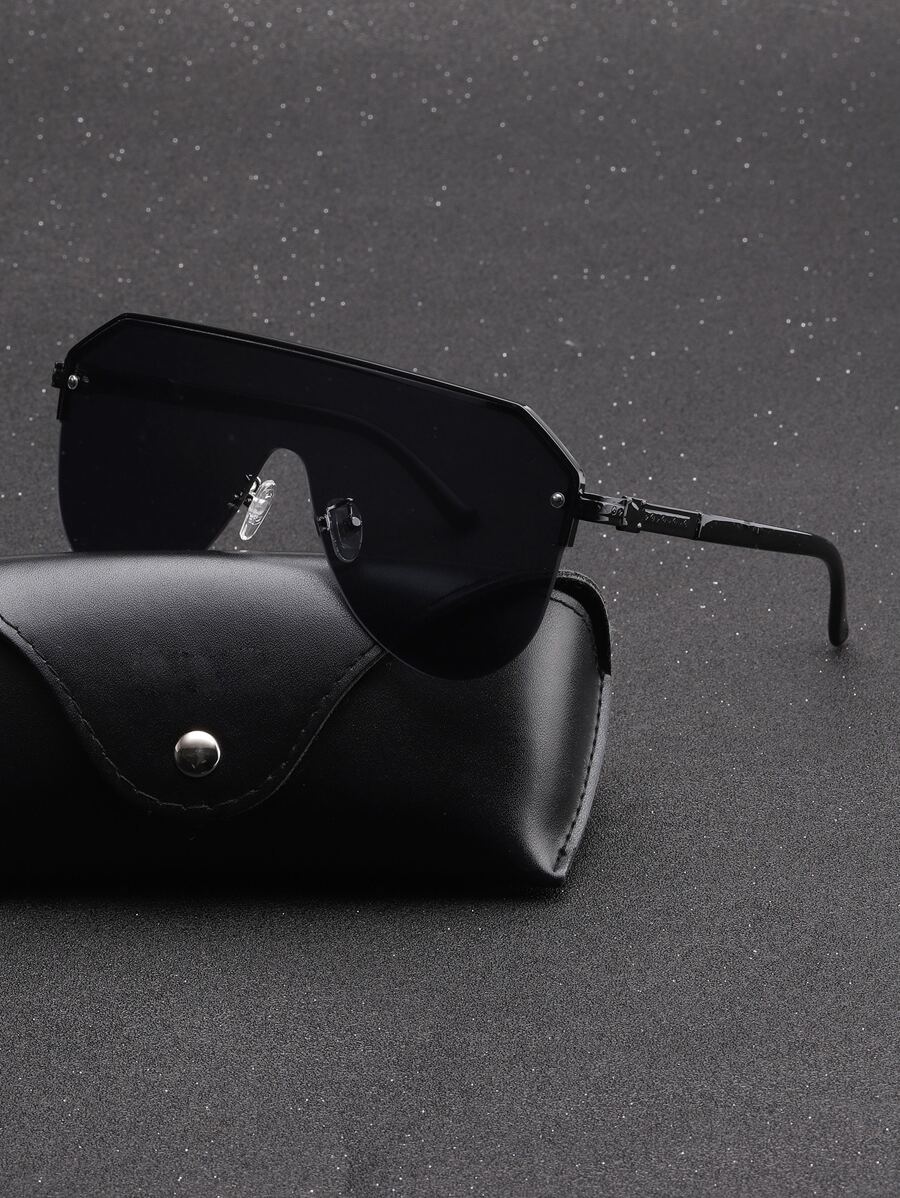 Men's Flat Top Shades Fashion Fashion Glasses Beach Accessories Glasses Shades For Summer Beach Vacation,Outdoor,Travel - 黑色 - 查看 1