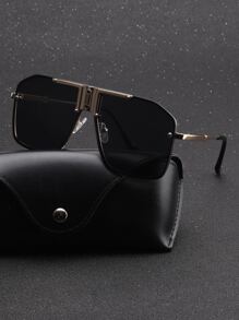1 Pc Men's Flat Top Goggle Fashion Eyewear For Outdoor Use Elegant Shades Accessories Beach Accessories Glasses Shades Looks Street Style And Suit For Sweater Jacket Sweatshirt Hoodie Leather Pants And Cargo Pants For Summer Beach Vacation,Outdoor,Travel