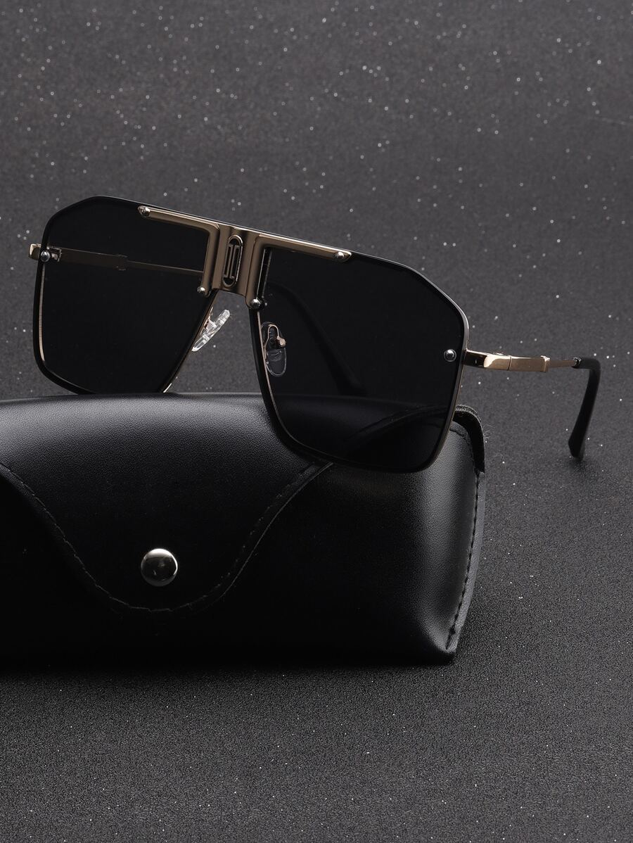 1 Pc Men's Flat Top Goggle Fashion Eyewear For Outdoor Use Elegant Shades Accessories Beach Accessories Glasses Shades Looks Street Style And Suit For Sweater Jacket Sweatshirt Hoodie Leather Pants And Cargo Pants For Summer Beach Vacation,Outdoor,Travel
