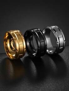 男士不銹鋼戒指,適用於首飾類禮品和派對 - 銀色 - 查看 1