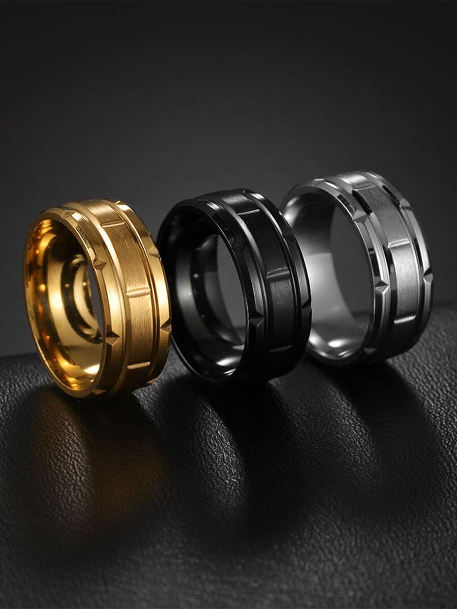 男士不銹鋼戒指,適用於首飾類禮品和派對 - 銀色 - 查看 1