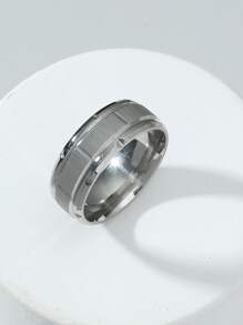 男士不銹鋼戒指,適用於首飾類禮品和派對 - 銀色 - 查看 2