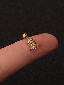 1pc Cubic Zirconia Letter Decor Stud Earring - Gold - View 3