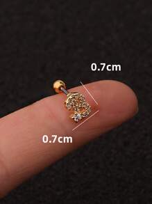 1pc Cubic Zirconia Letter Decor Stud Earring - Gold - View 5