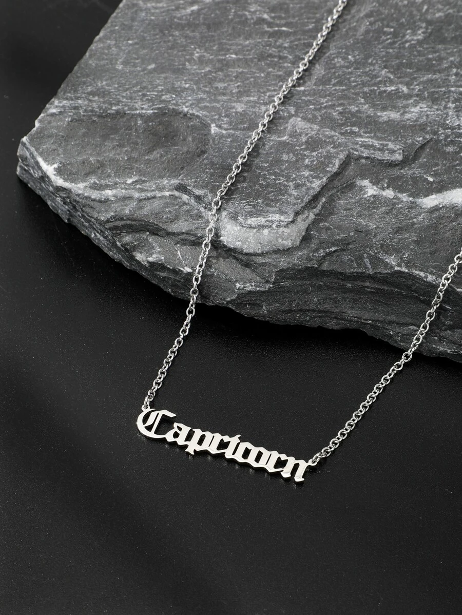 男士星座字母墜飾項鍊 - 銀色 - 查看 1
