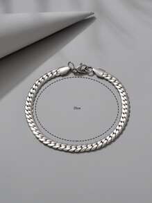 Pulsera de cadena minimalista de moda y popular para hombres de acero inoxidable para regalo de joyería y para una apariencia elegante - Plateado - Ver 3