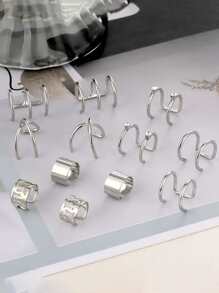 17KM 12 piezas/set brazalete de oreja de decoración de diamantes de imitación - Plateado - Ver 2