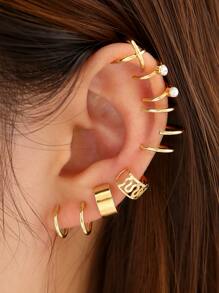 17KM 12pcs/set Ear Cuff Cartilage Clip On Earrings Ear Clip Fake Cartilage Earrings Non-Piercing Cartilage Ear Clip