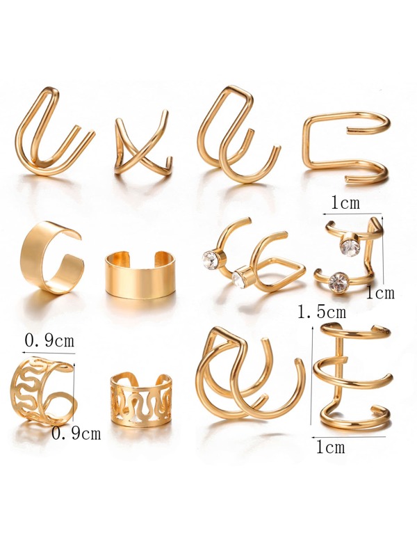 12pcs/set Ear Cuff Cartilage Clip On Earrings Ear Clip Fake Cartilage