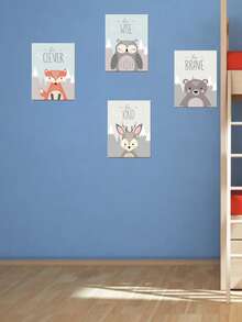 4 Cái/bộ Polyester Có Khung Tranh Hoạt Hình Hoa Văn Hình Thú Treo Tường Tranh Nghệ Thuật Cho Trang Trí Tường Nhà - Nhiều màu - Xem 3