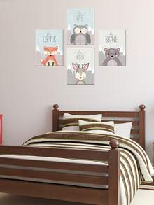 4 Cái/bộ Polyester Có Khung Tranh Hoạt Hình Hoa Văn Hình Thú Treo Tường Tranh Nghệ Thuật Cho Trang Trí Tường Nhà - Nhiều màu - Xem 6