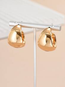 1 Pair Punk Elegant Simple Women's Earrings, CCB Chunky C-Shaped Earrings, Party, Holiday And Daily Essential Accessories For All Seasons - Yellow Gold - View 3