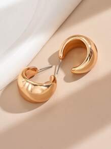1 Pair Punk Elegant Simple Women's Earrings, CCB Chunky C-Shaped Earrings, Party, Holiday And Daily Essential Accessories For All Seasons - Yellow Gold - View 4